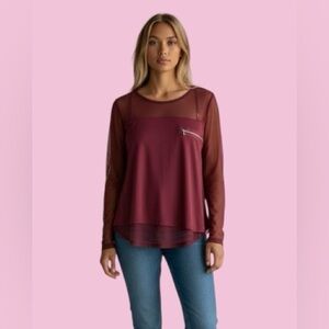 Splash Burgundy Long Sleeve Tunic